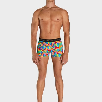 Pair Of Thieves Men's Rainbow Abstract Print Super Fit Trunks - Red/Blue/Green - Image 5