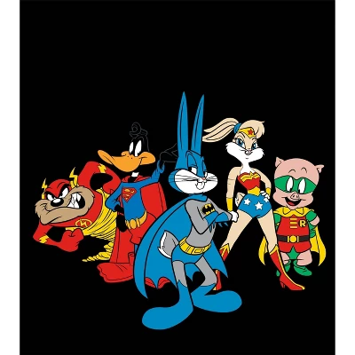 WB 100: Looney Tunes Mashups Super Tune Squad Men's Black Sleep Pajama Shorts