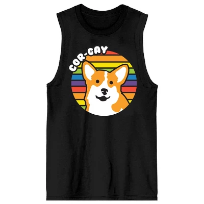 Bioworld Cor-Gay Dog Crew Neck Sleeveless Men's Black Tank Top - Image 3