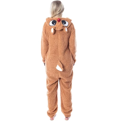 Rudolph The Red Nosed Reindeer Unisex Adult Fleece Union Suit Pajama Sleepwear