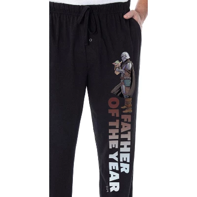 Star Wars Men's The Mandalorian Father Of The Year Father's Day Pajama Pants Black - Image 2