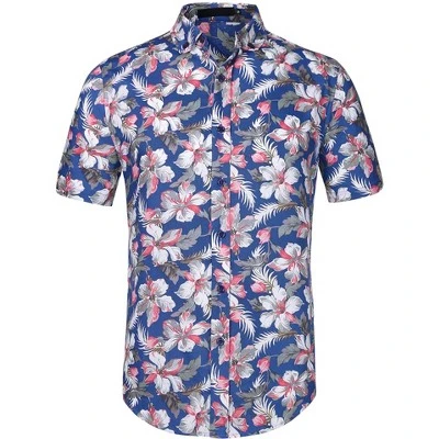 Lars Amadeus Men's Summer Floral Print Short Sleeve Button Down Beach Hawaiian Casual Shirt - Image 18