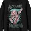 Bioworld Vintage Reaper Flame Butterfly Distressed Men's Black Graphic Crew Neck Sweatshirt