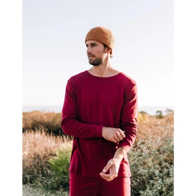 Leveret Mens Two Piece Cotton Solid Neutral Color Pajamas - Image 2