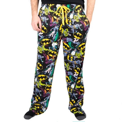 Batman Logos & DC Comics Characters All Over Print Mens Black Sleep Pajama Pants - Image 5