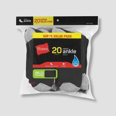 Hanes Men's Lightweight Comfort Super Value Ankle Socks - 20Pk - Image 2