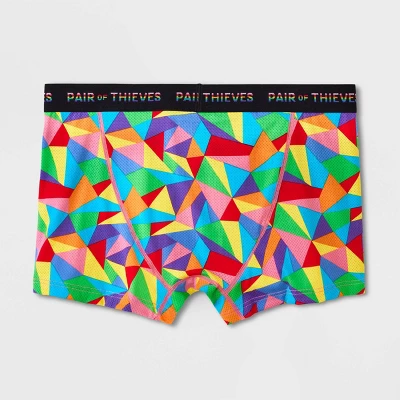 Pair Of Thieves Men's Rainbow Abstract Print Super Fit Trunks - Red/Blue/Green - Image 2