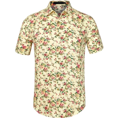 Lars Amadeus Men's Summer Floral Printed Short Sleeves Button Down Beach Hawaiian Shirt - Image 14
