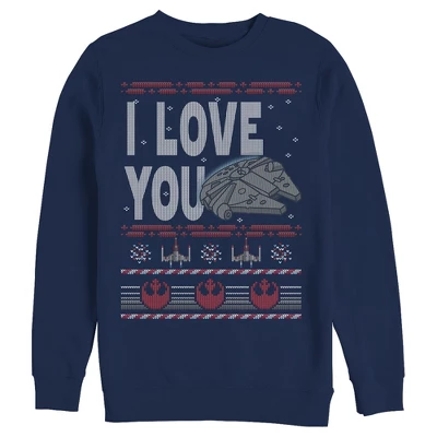 Men's Star Wars Christmas I Love You Quote Sweatshirt - Image 3
