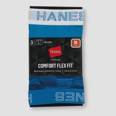 Hanes Premium Comfort Flex Fit Men's Trunks 3pk