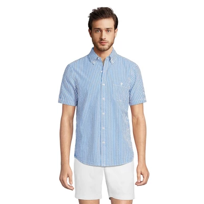 Lands' End Men's Traditional Fit Short Sleeve Seersucker Shirt - Image 8