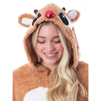 Rudolph The Red Nosed Reindeer Unisex Adult Fleece Union Suit Pajama Sleepwear - Image 2