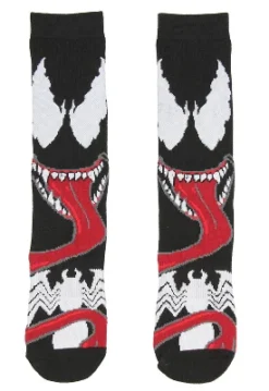 Marvel Venom Adult Character Savage Symbiote 1 Pair Crew Socks Black