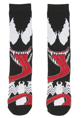 Marvel Venom Adult Character Savage Symbiote 1 Pair Crew Socks Black