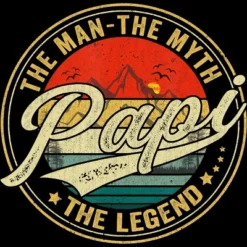 Men's Design By Humans Vintage Sunset Papi, The Man, Myth, Legend By COVI Tank Top