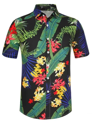 Lars Amadeus Men's Summer Floral Print Short Sleeve Button Down Beach Hawaiian Casual Shirt - Image 13