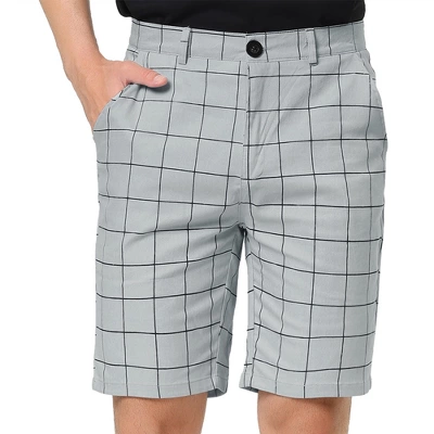 Lars Amadeus Men's Summer Plaid Shorts Slim Fit Flat Front Dress Checked Short Pants - Image 7
