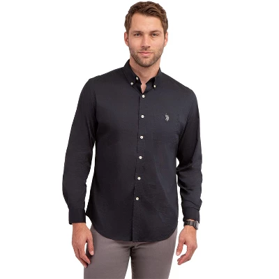 U.S. Polo Assn. Men's Solid Stretch Poplin Long Sleeve Button Down Shirt - Image 3