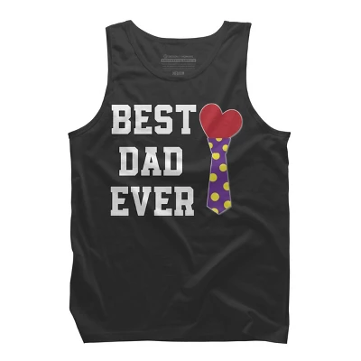 Men's Design By Humans Best Dad Ever Heart Tie By Sukhendu12 Tank Top - Image 3