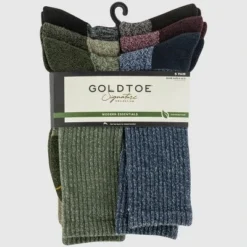 Signature Gold By GOLDTOE Men's Outdoor Cushion Crew Socks 6pk - Taupe/Olive Green/Navy Blue 6-12.5