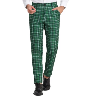 Lars Amadeus Men's Plaid Flat Front Business Dress Suit Pants - Image 7