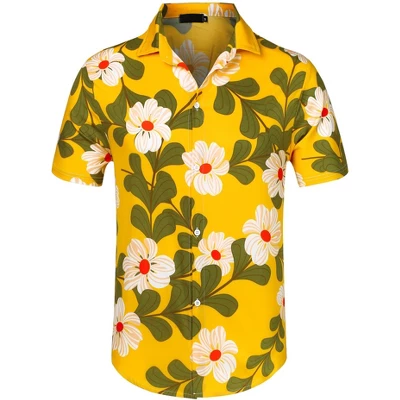 Lars Amadeus Men's Summer Floral Printed Short Sleeves Button Down Beach Hawaiian Shirt - Image 20