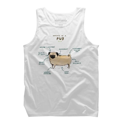 Men's Design By Humans Anatomy Of A Pug By SophieCorrigan Tank Top - Image 3