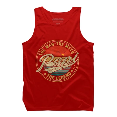 Men's Design By Humans Vintage Sunset Papi, The Man, Myth, Legend By COVI Tank Top - Image 4