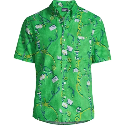 Lands' End Men's Traditional Fit Short Sleeve Seersucker Shirt - Image 4