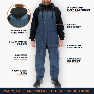RefrigiWear Men's Cooler Wear Fiberfill Insulated Bib Overalls - Image 2