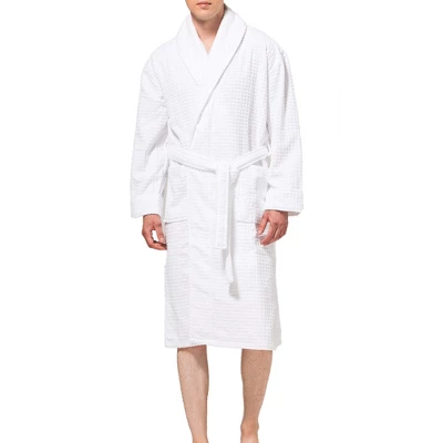 Alpine Swiss Dario Mens Luxury Waffle Knit Cotton Bathrobe Shawl Collar Hotel Spa Robe - Image 6