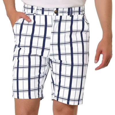 Lars Amadeus Men's Plaid Shorts Checked Pattern Regular Fit Flat Front Dress Shorts - Image 9