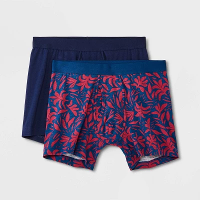 Men's Floral Print Boxer Briefs 2pk - Goodfellow & Co™ Blue/Red - Image 4