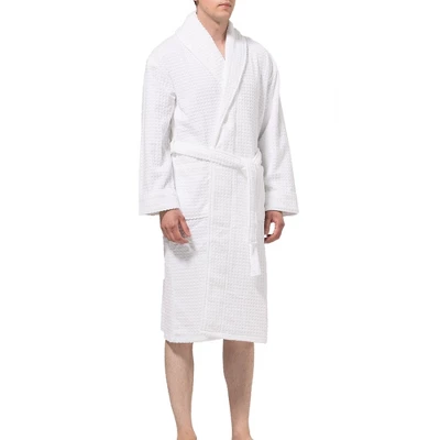 Alpine Swiss Dario Mens Luxury Waffle Knit Cotton Bathrobe Shawl Collar Hotel Spa Robe - Image 4