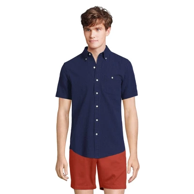 Lands' End Men's Traditional Fit Short Sleeve Seersucker Shirt - Image 5
