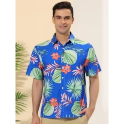 Lars Amadeus Men's Floral Printed Shirt Button Up Short Sleeve Summer Beach Hawaiian Shirts