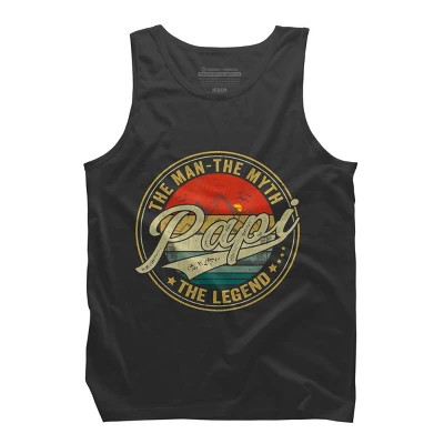 Men's Design By Humans Vintage Sunset Papi, The Man, Myth, Legend By COVI Tank Top - Image 3