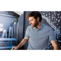 Cutter & Buck Virtue Eco Pique Stripe Recycled Mens Polo Shirt