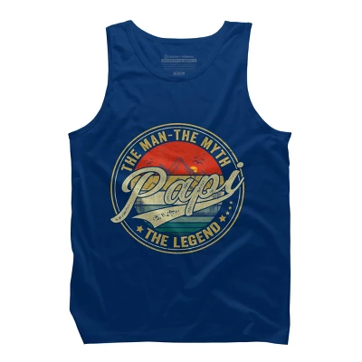 Men's Design By Humans Vintage Sunset Papi, The Man, Myth, Legend By COVI Tank Top - Image 6