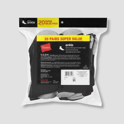 Hanes Men's Lightweight Comfort Super Value Ankle Socks - 20Pk - Image 3