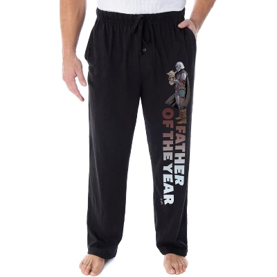 Star Wars Men's The Mandalorian Father Of The Year Father's Day Pajama Pants Black - Image 3