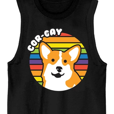 Bioworld Cor-Gay Dog Crew Neck Sleeveless Men's Black Tank Top