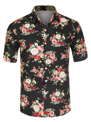Lars Amadeus Men's Summer Floral Print Short Sleeve Button Down Beach Hawaiian Casual Shirt - Image 12