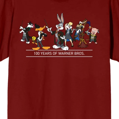 WB 100: Looney Tunes Mashups Hogwarts Students Crew Neck Short Sleeve Cardinal Red Men's T-shirt