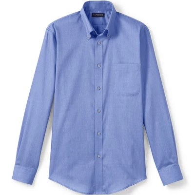 Lands' End School Uniform Men's Long Sleeve No Iron Pinpoint Dress Shirt - Image 4