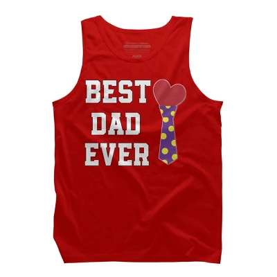 Men's Design By Humans Best Dad Ever Heart Tie By Sukhendu12 Tank Top - Image 4