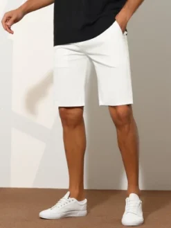Lars Amadeus Men's Summer Slim Fit Flat Front Formal Chino Shorts