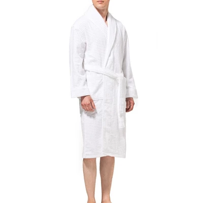 Alpine Swiss Dario Mens Luxury Waffle Knit Cotton Bathrobe Shawl Collar Hotel Spa Robe - Image 2