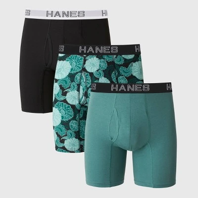 Hanes Premium Men's Floral Comfort Flex Fit Boxer Briefs 3pk - Green/Black - Image 4