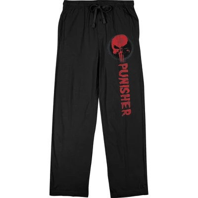 Marvel Universe Punisher Skull Logo Men's Black Sleep Pajama Pants - Image 2